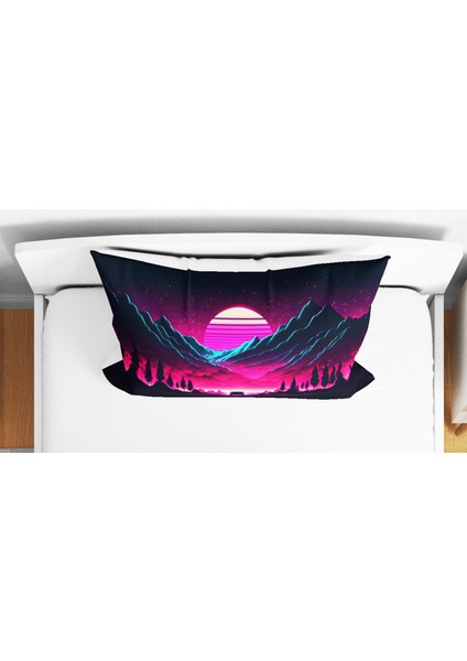 Retro Gün Batımı 3D Dijital Baskılı Tek Kişilik Çarşafsız Nevresim Takımı fiyatları