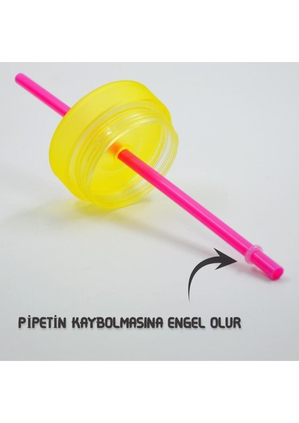 Çift Katmanlı Renkli Pipetli Sızdırmaz Bardak Matara 480 ml Sarı modelleri