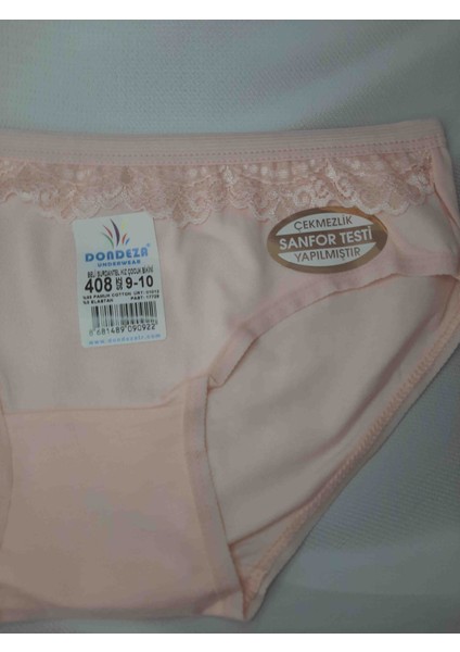 Somon Rengi Beli Zarif Minik Dantelli %95 Pamuk Cotton %5 Elastan Kız Çocuk Rahat Kullanışlı Külot fiyatları