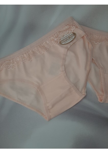 Somon Rengi Beli Zarif Minik Dantelli %95 Pamuk Cotton %5 Elastan Kız Çocuk Rahat Kullanışlı Külot modelleri