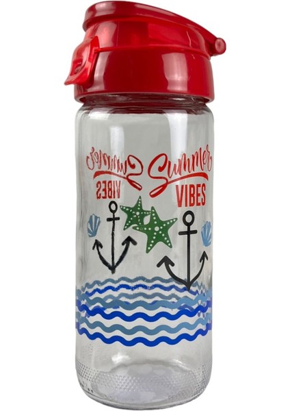 500ML Kırmızı Cam Matara Sporcu Içecek Şişesi