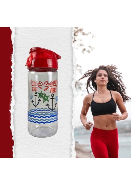 500ML Kırmızı Cam Matara Sporcu Içecek Şişesi fırsatları