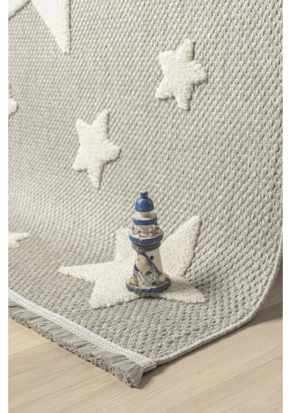 Kaymaz Yıkanabilir Dokuma Halı Gri Yıldızlı Bebek Çocuk Odası Halısı Leke Tutmaz Ayaz 14 fiyatları