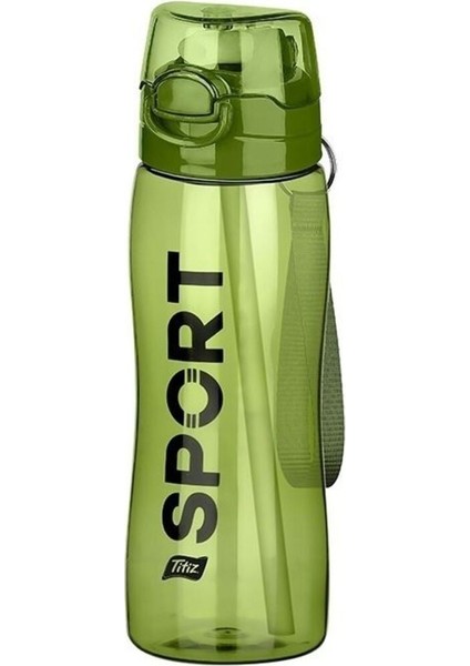 Yeşil 750ML Pipetli Su Matarası, Spor ve Günlük Kullanım Için Ideal