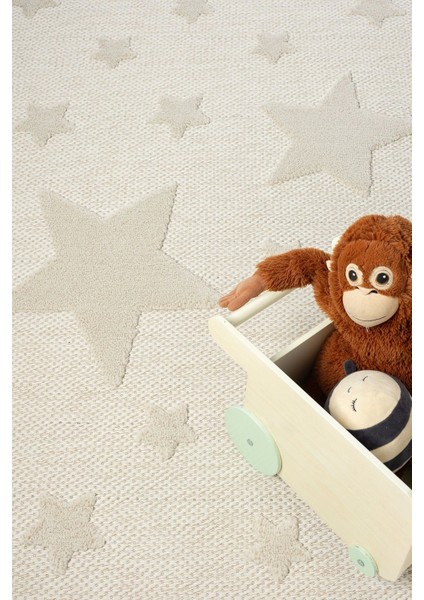 Kaymaz Yıkanabilir Dokuma Halı Krem Yıldızlı Bebek Çocuk Odası Halısı Leke Tutmaz Ayaz 13 fiyatları