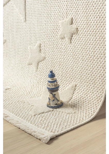 Kaymaz Yıkanabilir Dokuma Halı Krem Yıldızlı Bebek Çocuk Odası Halısı Leke Tutmaz Ayaz 13 modelleri