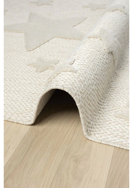 Kaymaz Yıkanabilir Dokuma Halı Krem Yıldızlı Bebek Çocuk Odası Halısı Leke Tutmaz Ayaz 13 fırsatları