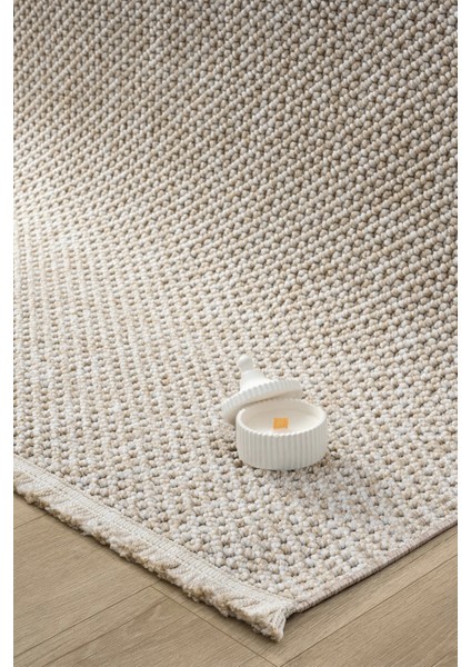 Bej Yumuşak Dokulu Yıkabilir Halı Salon Oturma Odası Mutfak Koridor Yolluk Dokuma Makine Halısı 0012