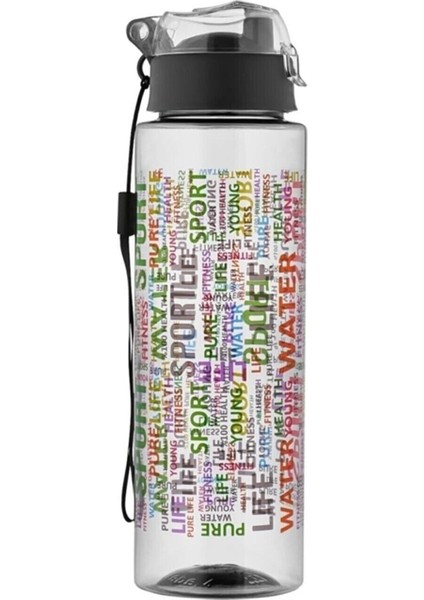 Renkli Yazı Baskılı Dayanıklı Matara, Hafif ve Şık Tasarım