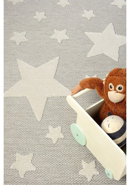Kaymaz Yıkanabilir Dokuma Halı Gri Yıldızlı Bebek Çocuk Odası Halısı Leke Tutmaz Ayaz 14 modelleri