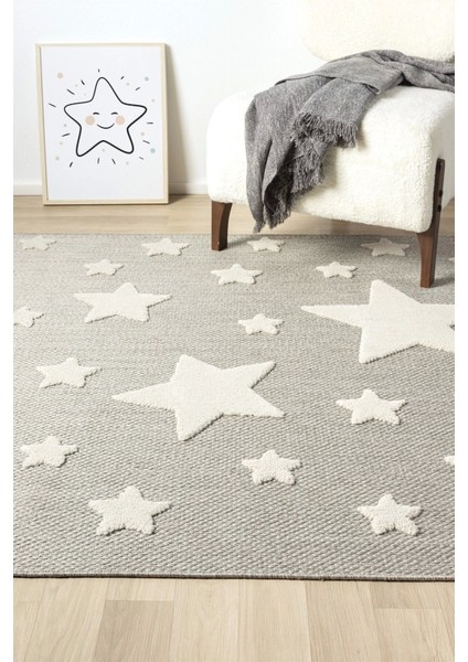 Kaymaz Yıkanabilir Dokuma Halı Gri Yıldızlı Bebek Çocuk Odası Halısı Leke Tutmaz Ayaz 14 fırsatları
