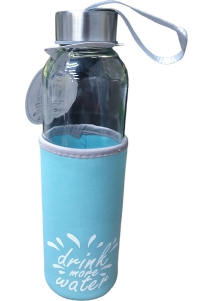 Mavi 500 ml Cam Matara Kılıfıyla Şık ve Pratik Içecek Şişesi