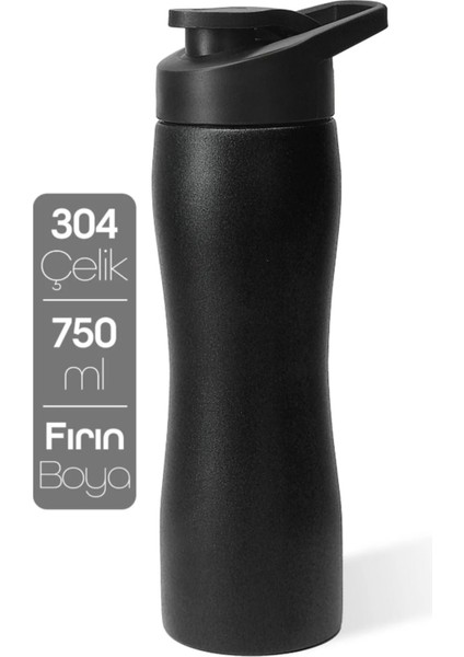 Siyah Renkli Paslanmaz Çelik Matara, Kulplu, Taşınabilir Spor Suluk