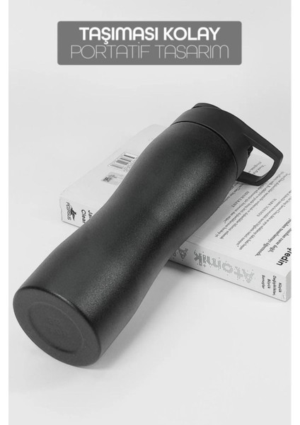 Siyah Renkli Paslanmaz Çelik Matara, Kulplu, Taşınabilir Spor Suluk modelleri