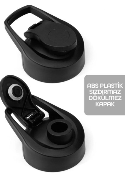 Siyah Renkli Paslanmaz Çelik Matara, Kulplu, Taşınabilir Spor Suluk