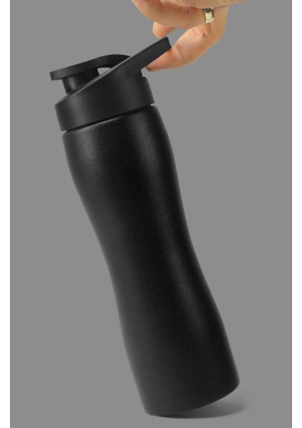 Siyah Renkli Paslanmaz Çelik Matara, Kulplu, Taşınabilir Spor Suluk