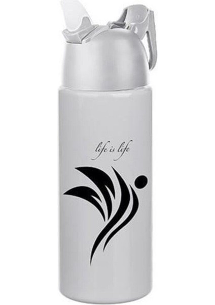 Kilitlenebilir Spor Matara 700ML Güvenlikli Suluk Su Şişesi Gri