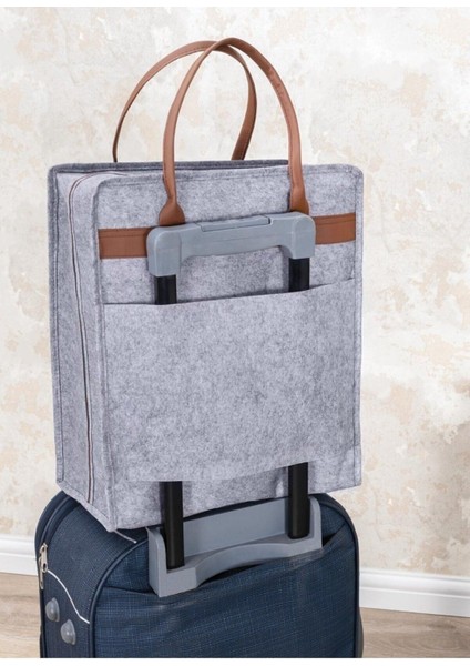 Derili Kulplu Krem Seyahat Çantası, Ayakkabı ve Eşya Saklama Alanı fiyatları