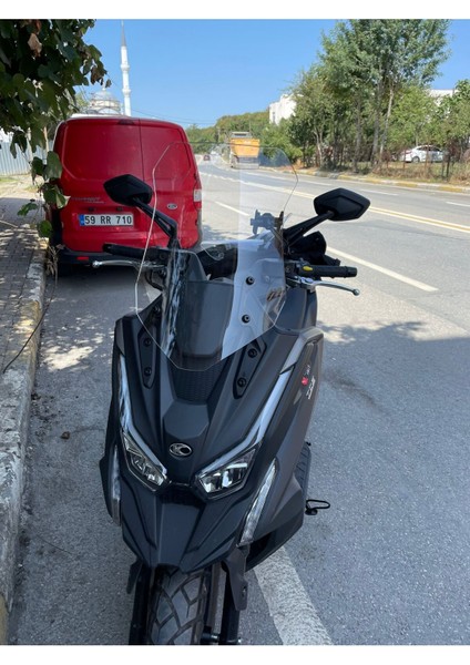 Kymco Dtx 360 Siperlik Ön Cam 2021-2023 Model 55CM Şeffaf Renkli 4mm Orta Boylu Cam