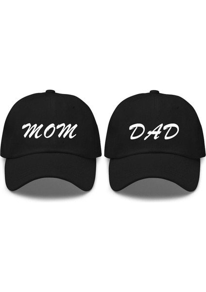 Mom & Dad Baskılı Çift 2' Li Çıt Çıtlı Şapka