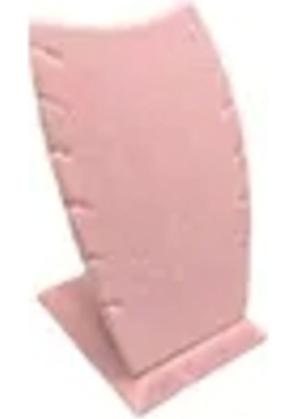 Şık Süet Kumaş Pembe Renk 12/8 cm Kolye ile Zarif Dekorasyon Standı