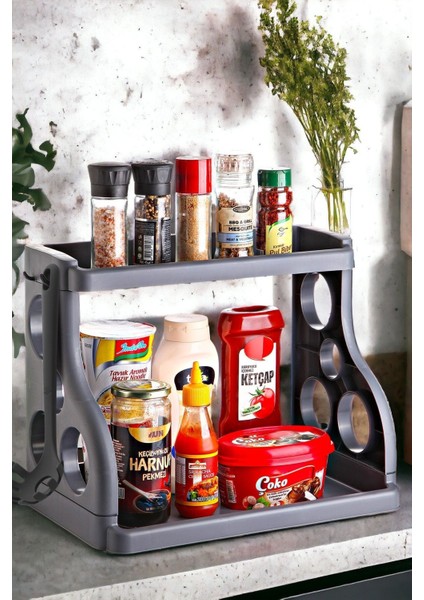 Gri Çok Amaçlı Tezgah Üstü Organizer, Pratik ve Şık Saklama Çözümü