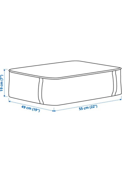 Turkuaz Fermuarlı Yatak Altı Depolama Kutusu 55X49X15CM