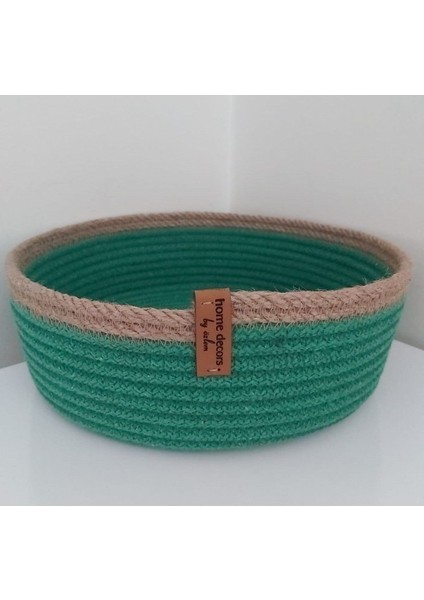 Yeşil Hasır Sepet Organizer 23X7 cm Dekor ve Hediye Için Ideal