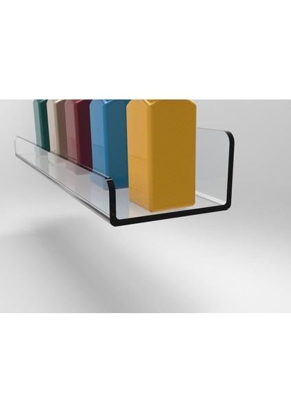 Şeffaf Pleksi Raf Düzenleme Standı 25CM, Gri Renkli, Şık ve Kullanışlı Tasarım