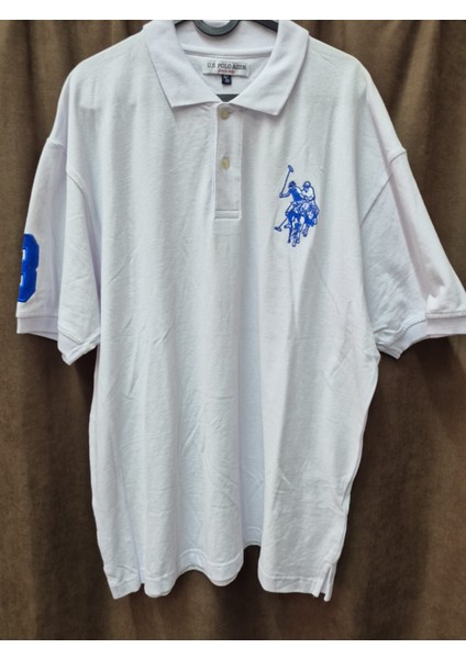 Erkek Beyaz U.s. Polo Assn. Klasik Polo Yaka Tişört – Mavi Logo Işlemeli