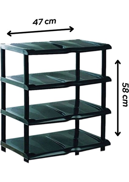 4 Katlı Siyah Plastik Ayakkabılık, Şık ve Pratik Ayakkabı Rafı fiyatları