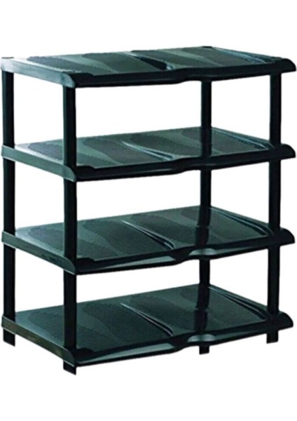 4 Katlı Siyah Plastik Ayakkabılık, Şık ve Pratik Ayakkabı Rafı modelleri