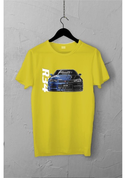 Nissan Skyline R34 Gtr Design Tshirt , Unisex Premium, Çatlama Solma Yapmaz / Otomobil