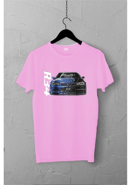 Nissan Skyline R34 Gtr Design Tshirt , Unisex Premium, Çatlama Solma Yapmaz / Otomobil