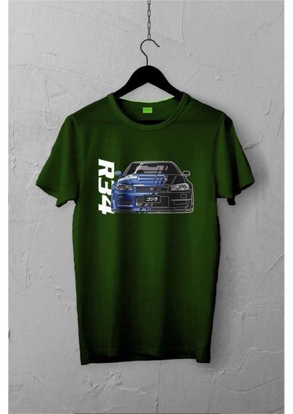 Nissan Skyline R34 Gtr Design Tshirt , Unisex Premium, Çatlama Solma Yapmaz / Otomobil