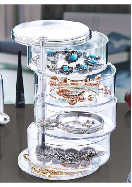 Dönebilen 4 Katlı Takı Düzenleyici, Şık ve Pratik Saklama Çözümü fiyatları
