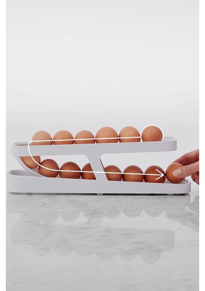 Buzdolabı Için Kademeli, Kırılmaz Yumurta Tutucu, Beyaz Renkli Tasarım