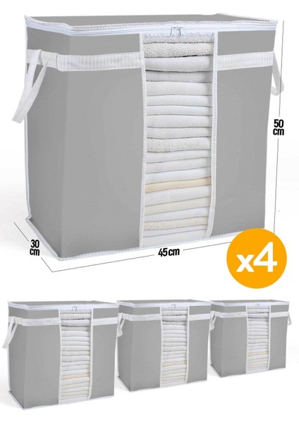 4'lü Pencereli Saklama Çantası, 50X45X30 Cm, Antrasit Renk