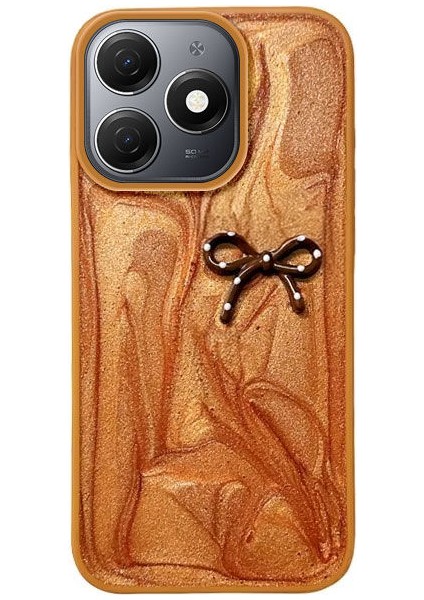 Tecno Spark 20C Uyumlu Kılıf Zebana Fionka Silikon Kılıf Kahverengi