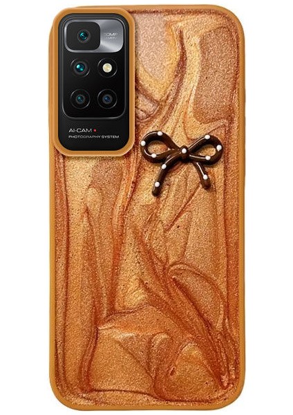 Xiaomi Redmi 10 2022 Uyumlu Kılıf Zebana Fionka Silikon Kılıf Kahverengi