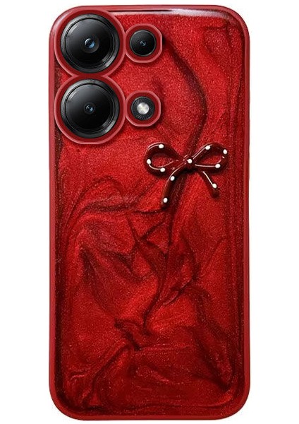 Xiaomi Poco M6 Pro Uyumlu Kılıf Zebana Fionka Silikon Kılıf Kırmızı