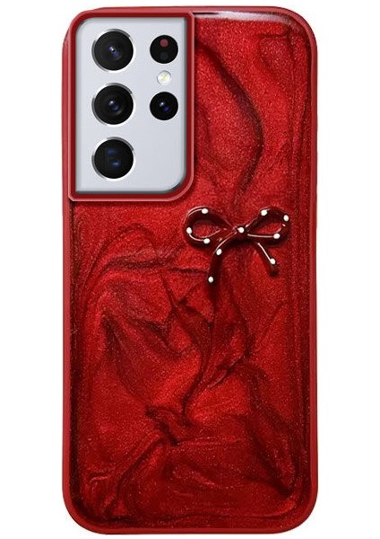 Samsung Galaxy S22 Ultra Uyumlu Kılıf Zebana Fionka Silikon Kılıf Kırmızı