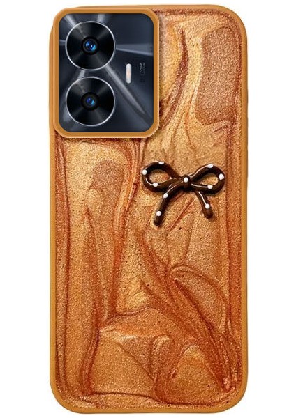 Realme C55 Uyumlu Kılıf Zebana Fionka Silikon Kılıf Kahverengi