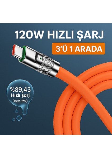3'ü 1 Arada 120W Hızlı Şarj Kablosu – Micro Usb, Type-C ve Lightning Uyumlu | Xiaomi, Samsung, iPhone ve Tüm Akıllı Telefonlar Için Çoklu USB Bağlantı indirimleri