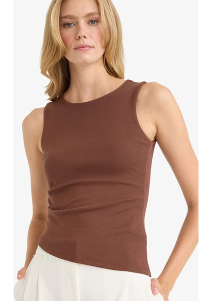 Slim Fit Dar Kesim Bisiklet Yaka Ribana Atlet F6275AX25AU