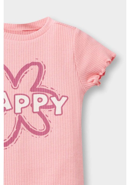 Kız Bebek 2'li Takım Çiçekli Fitilli Kaşkorse Kısa Kollu Tişört İspanyol Paça Tayt F3514A525AU modelleri