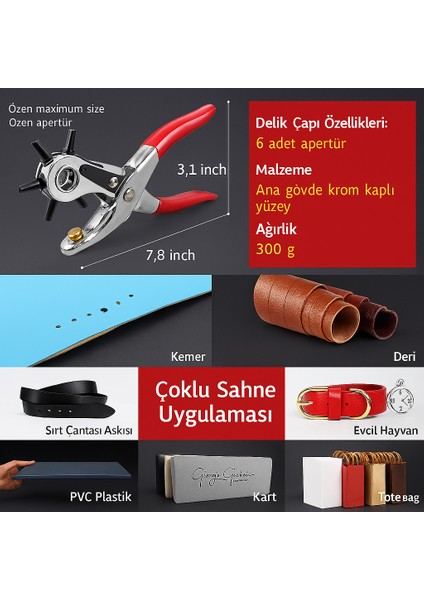 Çok Amaçlı Deri Delme Aracı – Kemer, Kayış ve Deri Ürünler Için Döner Pense Kit indirimleri
