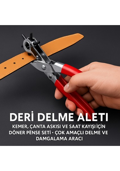 Çok Amaçlı Deri Delme Aracı – Kemer, Kayış ve Deri Ürünler Için Döner Pense Kit
