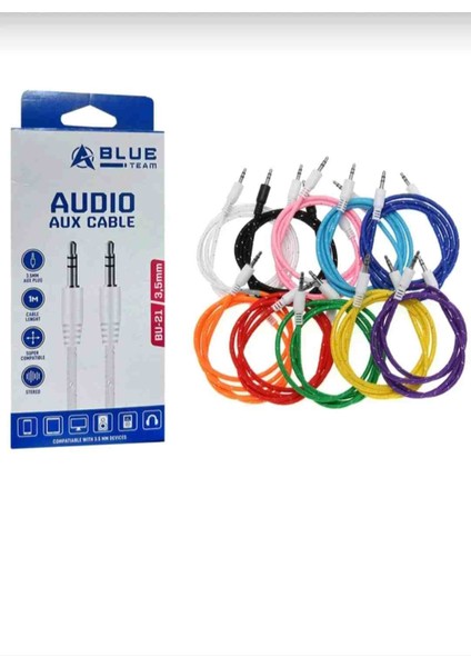 Örgülü Aux Ses Aktarım Kablosu 1mt