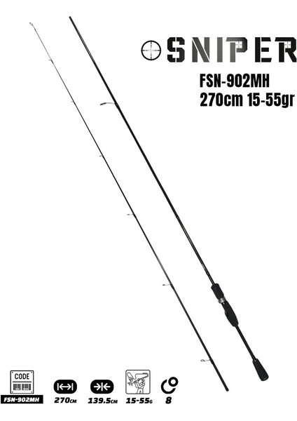 Sniper 270CM 15-55GR Spin Kamış FSN-902MH fiyatları